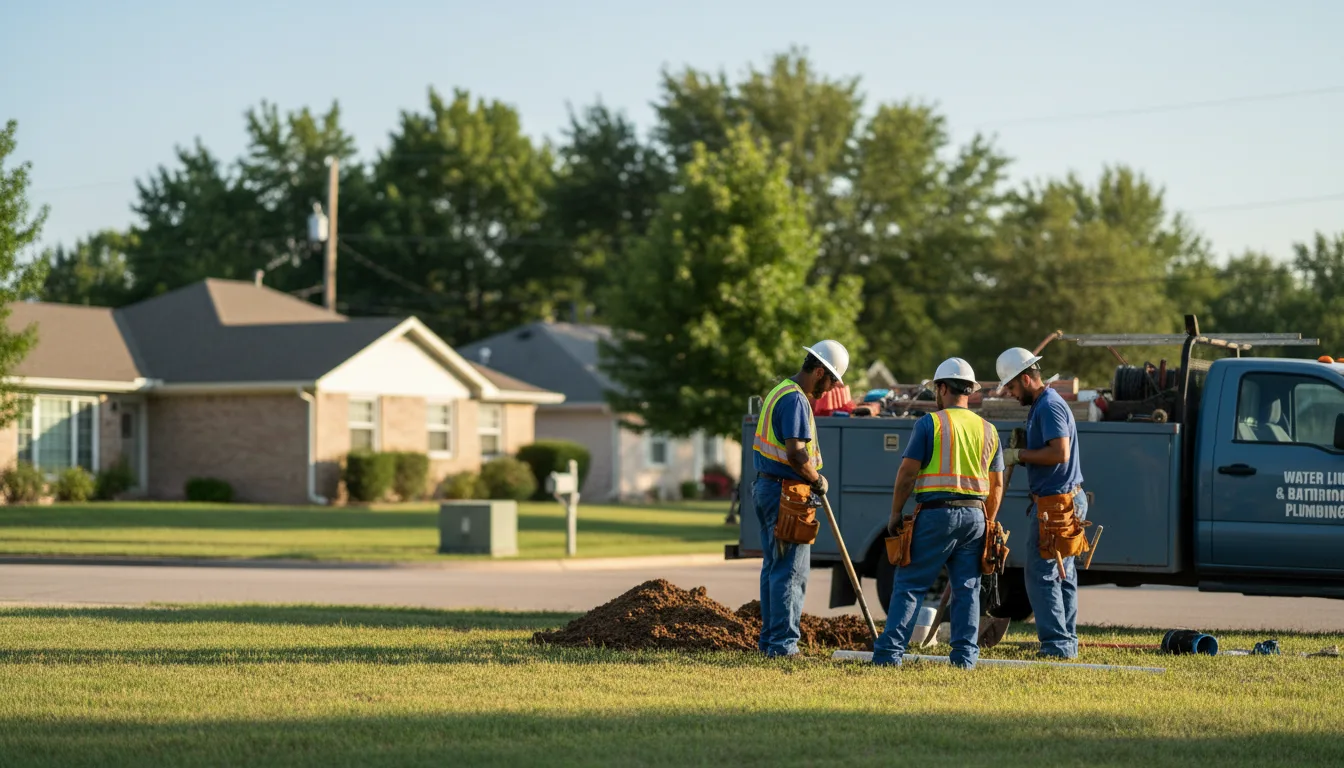 Residential water line and bathroom plumbing service in Stowell, TX